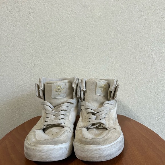 Supra Vaider LC Skate Shoe High Top Sneaker Men's Size 9 Off White Gold Cream - Picture 4 of 12